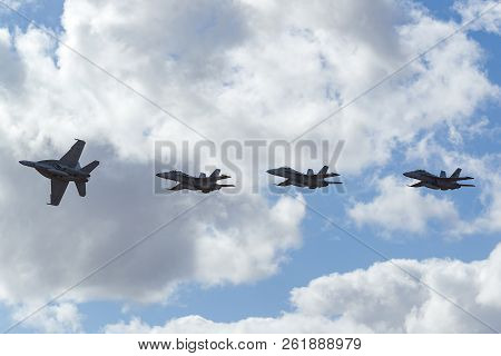 Avalon, Australia - February 28, 2013: Four Royal Australian Air Force (raaf) Boeing F/a-18f Super H