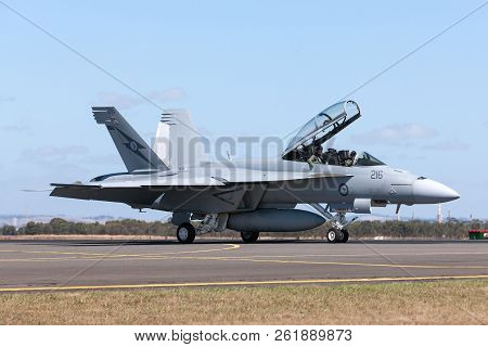 Avalon, Australia - March 2, 2013: Royal Australian Air Force (raaf) Boeing F/a-18f Super Hornet Mul