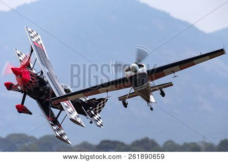 Avalon, Australia - February 26, 2013: Melissa Andrzejewski Flying An Edge 540 Aerobatic Aircraft Wi