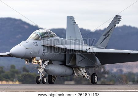 Avalon, Australia - February 27, 2013: Royal Australian Air Force (raaf) Boeing F/a-18f Super Hornet