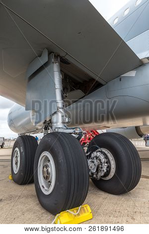 Avalon, Australia - February 28, 2013: Close Up View Of The Landing Gear Of A Royal Australian Air F