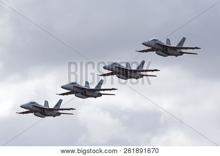 Avalon, Australia - February 28, 2013: Four Royal Australian Air Force (raaf) Boeing F/a-18f Super H