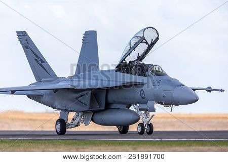 Avalon, Australia - February 28, 2013: Royal Australian Air Force (raaf) Boeing F/a-18f Super Hornet