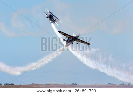 Avalon, Australia - March 1, 2013: Melissa Andrzejewski Flying An Edge 540 Aerobatic Aircraft With S