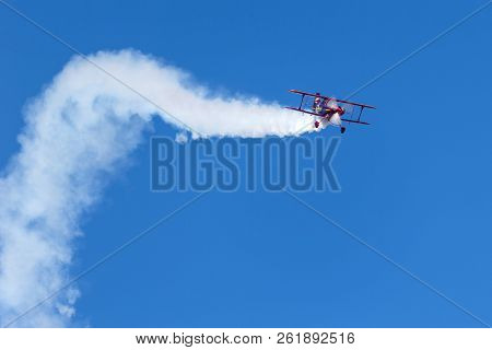 Avalon, Australia - March 2, 2013: 13 Time Australian Aerobatic Champion Chris Sperou Flying His Pit