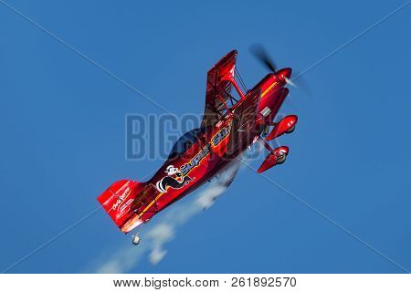 Avalon, Australia - March 2, 2013: 13 Time Australian Aerobatic Champion Chris Sperou Flying His Pit