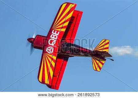 Avalon, Australia - March 2, 2013: 13 Time Australian Aerobatic Champion Chris Sperou Flying His Pit