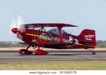 Avalon, Australia - March 2, 2013: 13 Time Australian Aerobatic Champion Chris Sperou Flying His Pit