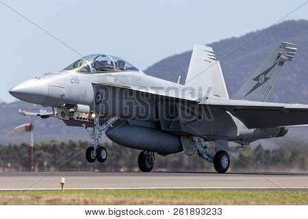 Avalon, Australia - March 2, 2013: Royal Australian Air Force (raaf) Boeing F/a-18f Super Hornet Mul