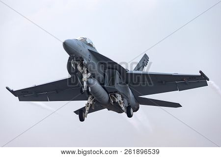 Avalon, Australia - February 26, 2013: Royal Australian Air Force (raaf) Boeing F/a-18f Super Hornet