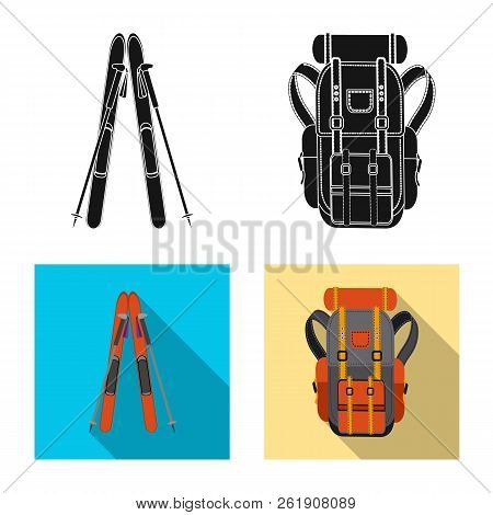 Vector Illustration Of Mountaineering And Peak Logo. Set Of Mountaineering And Camp Stock Vector Ill
