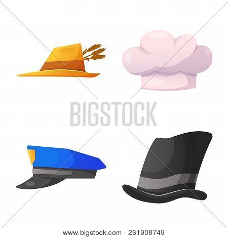 Vector Illustration Of Headgear And Cap Icon. Collection Of Headgear And Accessory Stock Symbol For 