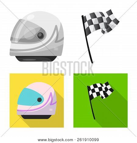 Isolated Object Of Car And Rally Sign. Set Of Car And Race Vector Icon For Stock.