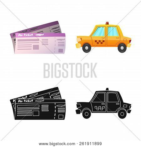 Vector Design Of Airport And Airplane Icon. Set Of Airport And Plane Vector Icon For Stock.