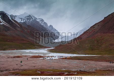 Tourist At Enjoying In Glacier Khunjerab Pass, Pak China Border 6/28/2018