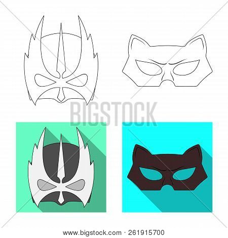 Vector Illustration Of Hero And Mask Icon. Collection Of Hero And Superhero Vector Icon For Stock.