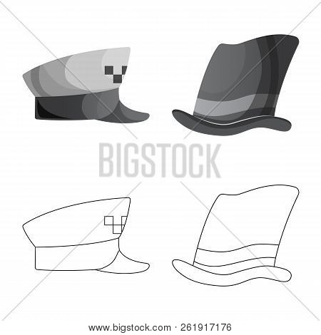 Vector Illustration Of Headgear And Cap Sign. Collection Of Headgear And Accessory Stock Vector Illu