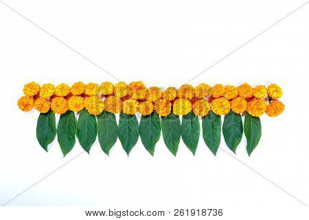 Marigold Flower Rangoli Design For Diwali Festival , Indian Festival Flower Decoration
