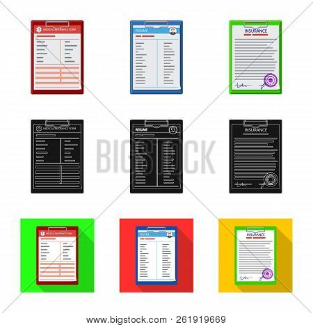 Isolated Object Of Form And Document Icon. Set Of Form And Mark Vector Icon For Stock.