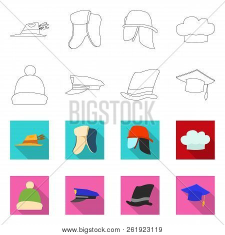 Isolated Object Of Headgear And Cap Symbol. Set Of Headgear And Accessory Stock Vector Illustration.