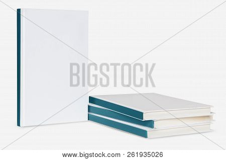 Set Of Blank Books On White Background For Mokup Or Cover Customization