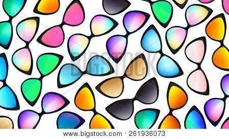 Sunglasses background. Trendy colors. Fashion eyeglasses collection. Summer vacation backdrop. Sungl