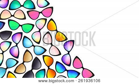 Sunglasses Background. Trendy Colors. Fashion Eyeglasses Collection. Summer Vacation Backdrop. Sungl