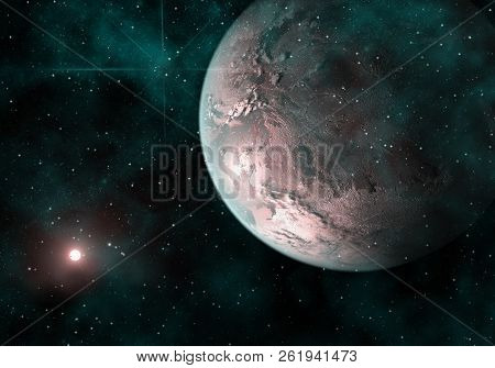 Abstract Representation Of The Universe And Stellar Galaxies With Planets And Space Objects.