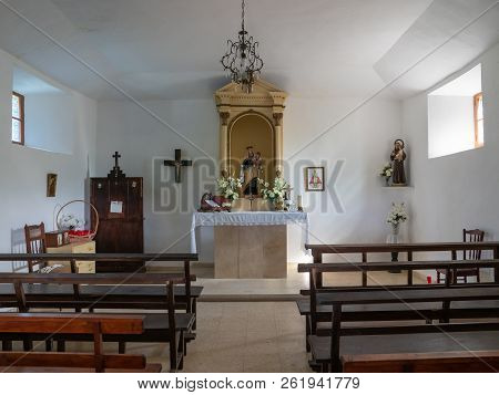 Oviedo, Spain - August 19, 2018: View Into The Capilla De El Carmen Close To Oviedo On August 19, 20