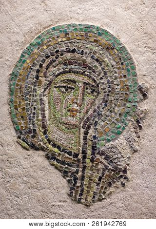 Istanbul, Turkey - March 17, 2018: Part Of A Mosaic With The Virgin Mary From Studios Monastery In C