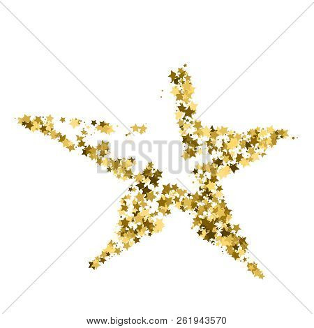 Golden Star Vector Banner. Simple Form. Template , Card, Vip, Ex