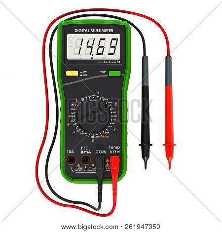 Digital Multimeter, 3d Rendering Isolated On White Background