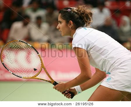 Indiske tennis stjerne Sania Mirza spiller i første runde af Qatar åben ATP-turnering, februar