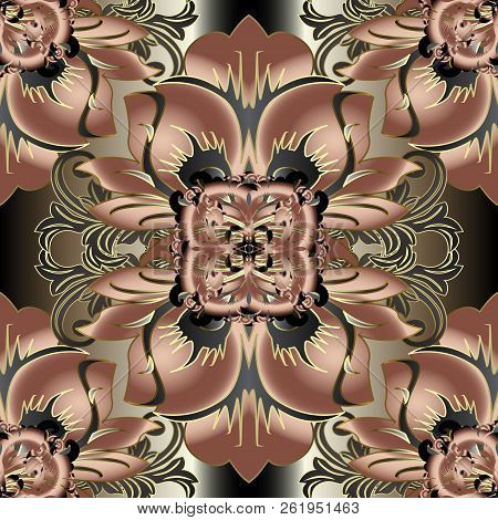 Baroque Floral Vector Seamless Pattern. Flourish Ornamental Vint