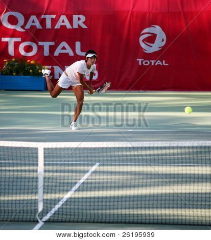 Li Ting z Chin w akcji na Katar Open, 2006.