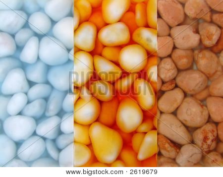 3 Farbe pebbles