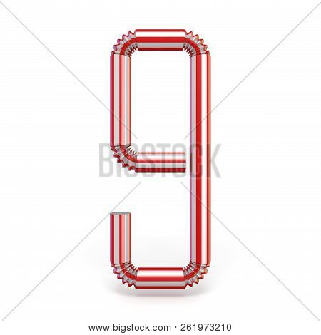 Drinking Straw Number 9 Nine 3d Render Illustration Isolated On White Background