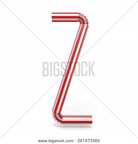 Drinking Straw Font Letter Z 3d Render Illustration Isolated On White Background