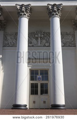 Main Entrance Columns. Trinity Izmailovsky Cathedral. Cathedral Of The Holy Life-giving Trinity Of T