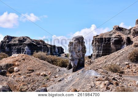 Spanish View Landscape In Lanzarote Tropical Volcanic Canary Islands Spain