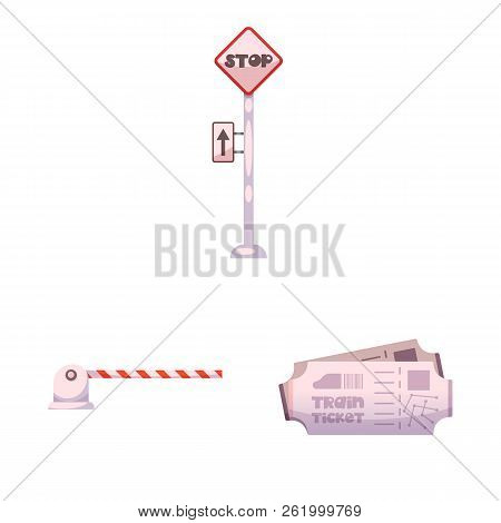 Vector Illustration Of Train And Station Logo. Set Of Train And Ticket Vector Icon For Stock.
