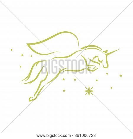 Golden Stars And Unicorn, Vector Graphic Design Element