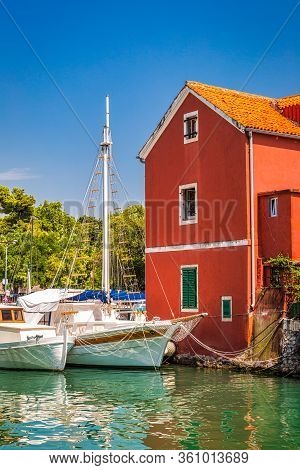 A Small Port Called Fosa At Historic Center Of The Zadar Town At The Mediterranean Sea, Croatia, Eur