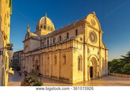 The Cathedral Of St. James At Sunset, A Triple-nave Basilica In Sibenik, Croatia, Europe.