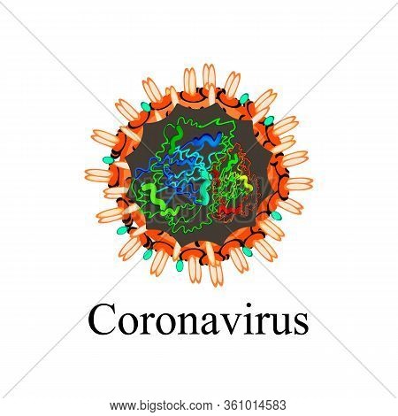 Coronavirus. The Structure Of The Chinese Coronavirus. Influenza Virus. Flu. Illustration On Isolate