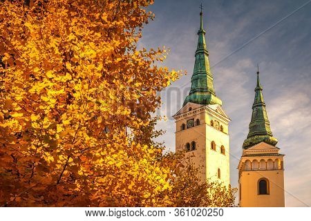 The Zilina Town With The Holy Trinity Church Tower And The Buria