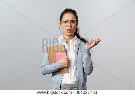 Education, Teachers, University And Schools Concept. Whats Matter. Frustrated And Puzzled, Confused 