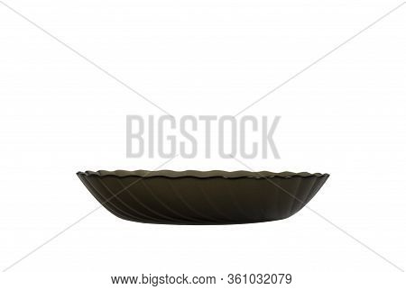 Black Glass Plate Isolated On A White Background.