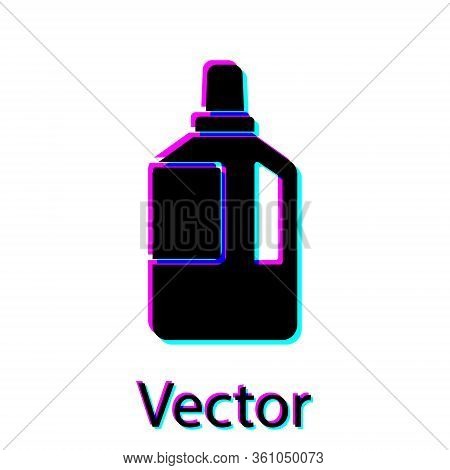 Black Fabric Softener Icon Isolated On White Background. Liquid Laundry Detergent, Conditioner, Clea