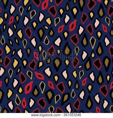 Pattern Leopard Trendy Print Blue Pink Gold Sand Color Exotic Illustration. Ornament Or Drops With S